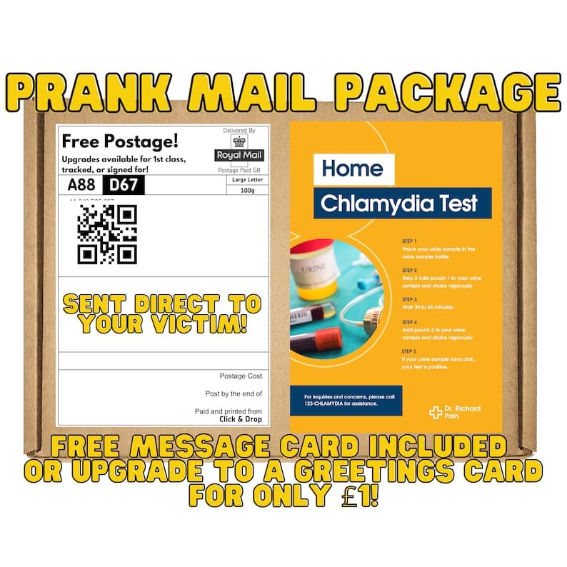 Mail Prank Chlamydia Test Gag Gift/ Funny Inappropriate